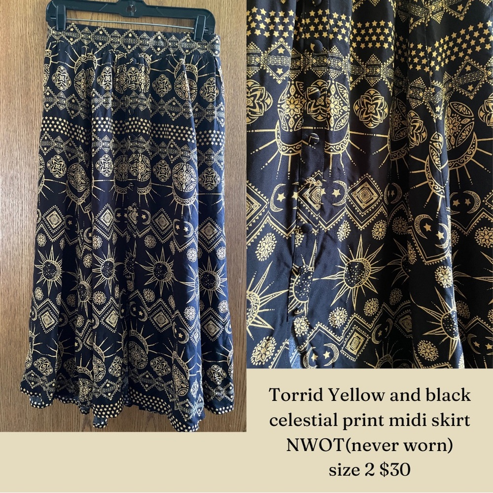 Torrid celestial print midi skirt